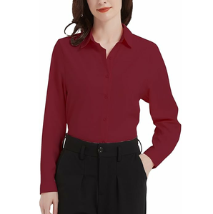 Chemises habillées de bureau formelles personnalisées respirantes Chemises habillées pour femmes décontractées à manches longues en coton biologique - Product Image 6