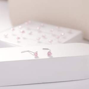 20 pièces 3MM rose coeur CZ nez goujon boule broche L forme broche <span class=keywords><strong>narine</strong></span> os nez <span class=keywords><strong>Piercing</strong></span> bijoux beauté nez <span class=keywords><strong>anneau</strong></span> affichage en gros - Product Image 3