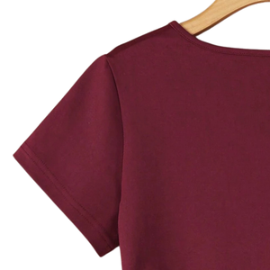 <b>Women</b> Solid <b>V</b> <b>Neck</b> Short Sleeve <b>T</b> <b>Shirt</b> Casual Summer Top Side Knot Detail Breathable Knitted Soft Lightweight Comfortable Daily - Product Image 4