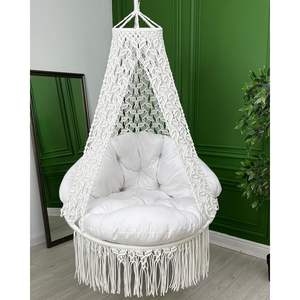 Silla Colgante de Macramé para Interiores y Exteriores, Hamaca Tipo Huevo para Patio, Sala de Estar o Jardín - Product Image 1