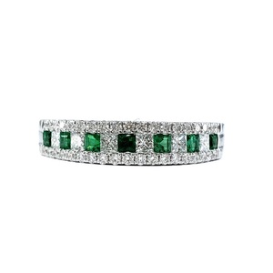 Bijoux de haute qualité en or blanc massif 18 carats, dernière conception, émeraude taille princesse en grappe, style classique pour soirée, directement de l'usine chinoise - Product Image 1