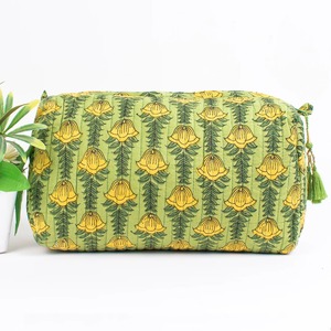 Ensemble de 3 grandes étuis à cosmétiques en coton résistant à l'eau avec impression de blocs indiens vintage et sacs pour le voyage - Product Image 4