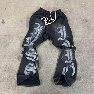 Vente en gros OEM Custom Sun Faded Flare Sweatpants - 100% Pantalon en molleton de coton délavé à l'acide avec double poches à la taille pour hommes - Product Image 2