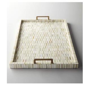 Plateau rond de Style arabe pour la décoration intérieure Plateau décoratif en incrustation d'os en bois Thé servant Nouveau plateau de service de nourriture de vente chaude Design supérieur - Product Image 6