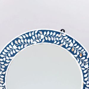 Espejo de pared redondo con Incrustaciones de nácar floral moderno para uso decorativo doméstico en baño, dormitorio y sala de estar - Product Image 3
