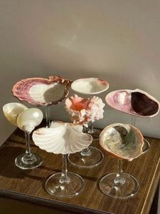 แก้วค็อกเทลทรงเปลือกหอย2025แก้วไวน์อุปกรณ์สำหรับเครื่องดื่มภาชนะทองเหลืองฐานเปลือกหอยแก้วตกแต่งชายฝั่ง - Product Image 5