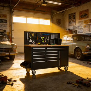 Caja de Herramientas Rodante de Alta Resistencia de 61 Pulgadas con 10 Cajones y Banco de Trabajo con <span class=keywords><strong>Regleta</strong></span> de Enchufes para Taller - Product Image 1