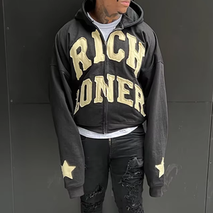 Sudaderas con capucha de peso pesado de algodón Premium para hombre sudaderas con capucha transpirables y ecológicas de estilo Vintage en relieve para hombre - Product Image 5