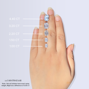แหวนหมั้นเพทิตโซลิแทร์ทองคำ 14k ประดับเพชรทรงเอเมอรัลด์จากแล็บ - Product Image 2
