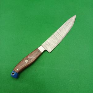 Cuchillo de Chef de cocina de acero de Damasco hecho a mano personalizado de alta calidad, cuchillo de corte de verduras, mango de madera con Funda de cuero - Product Image 4