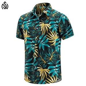 2025 <b>Summer</b> Casual Hawaiian <b>Shirts</b> Set <b>Men's</b> Short Sleeve Flannel Button <b>Shirt</b> with Beach Printing Anti-UV Breathable - Product Image 1