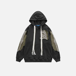 Sweat-shirts pour hommes en polyester/coton à lavage acide, couleur unie, teinture unie, fermeture éclair, vêtements de mode - Product Image 1