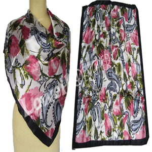 Foulard carré en satin de soie imprimé de fleurs foulard en soie personnalisé impression numérique pure recto verso carré 100% 14mm foulard en soie - Product Image 4