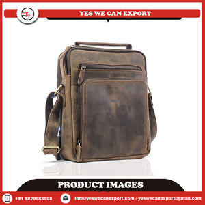 Sac Messager à Double Poche en Cuir Véritable Vintage Bohème Unisexe Logo Personnalisable à la Mode pour Quotidien - Product Image 2