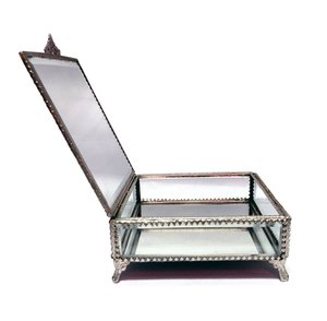 Art India Glass <b>Box</b> Gold Color with Beveled Glass Made of Brass <b>for</b> Jewelry <b>Storage</b> <b>Decoration</b> Customizable Size & Logo - Product Image 3