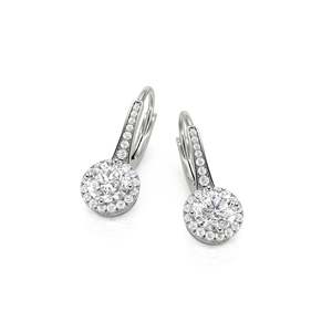 Boucles d'oreilles pendantes Jeulia Custom Classic Round Cut Halo Fashion - Product Image 3