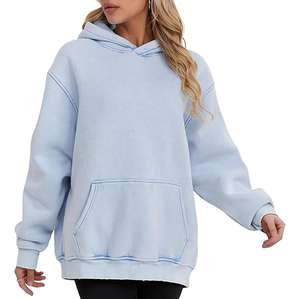 Sudadera con Capucha Extra Grande para Mujer, Estampada, de Algodón Grueso con Lavado Ácido Vintage, Cálida para Invierno y Otoño - Product Image 4