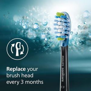 Philips Sonicare C3 Dos en Uno - Cabezales de Repuesto Originales para Cepillo de Dientes Eléctrico, Negros, Paquete de 4, Suministro para un Año, HX9044/95 - Product Image 6
