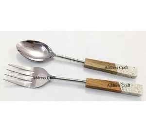 Juego de Cubiertos para Ensalada de Acero Inoxidable 100% Puro, Diseño Único, Juego de Cubiertos de Metal para Restaurante y Hotel, Cubiertos Útiles - Product Image 3