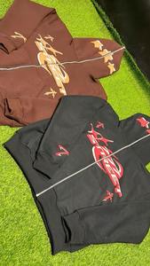 Fabricant vente en gros pull à capuche unisexe personnalisé en nylon Street Wear sérigraphie surdimensionné bouffant imprimé recadrée ourlet brut XL - Product Image 4