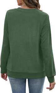 เสื้อสเวตเชิ้ตผู้หญิงคอกลมสีเขียวมรกต สำหรับฤดูใบไม้ร่วง ออกแบบตราสัญลักษณ์ด้านหน้าได้เอง ผลิตจากผ้าฝ้าย 100% แขนยาว มีกระเป๋า - Product Image 2