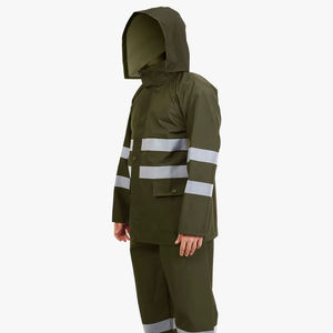 Combinaison de pluie réfléchissante de haute qualité et résistante pour le travail en extérieur, veste et pantalon imperméables, vêtements industriels et de sécurité pour le camping - Product Image 1
