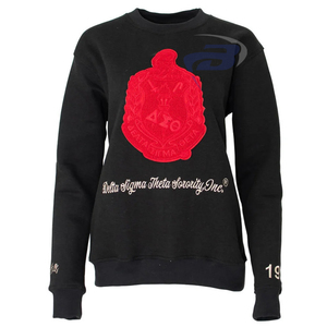 Delta Sigma Theta Sorority Winter Casual <b>Black</b> Chenille Custom Embroidery Cotton Fleece DST Pullover <b>Sweatshirt</b> with Custom Logo - Product Image 2