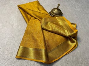 Magnifiques saris en soie de Mysore en brocart pur pour femmes - Occasions de fête et d'hiver - Product Image 2