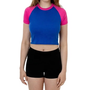 Camisetas de mujer de nuevo diseño, manga corta, cuello redondo, 100% algodón, camiseta básica lisa, negra, blanca, top corto para mujer - Product Image 2