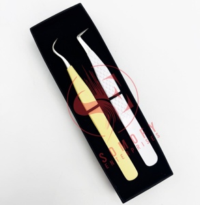 Pince à épiler professionnelle de haute qualité blanche maigre à 90 degrés Nouveau crochet en forme de pince à épiler en acier inoxydable - Product Image 3