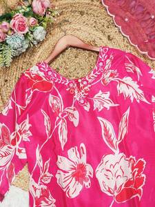 <b>Light</b> Weight Fancy Floral Printed Vibrant <b>Color</b> Combination 3/4 Sleeve Pattern Free Size Best Kurti For Festive& Occasions Wear - Product Image 6