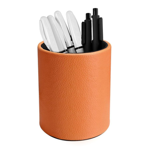 Venta al por mayor de portalápices de cuero de primera calidad con compartimentos Escritorio de oficina multifuncional para bolígrafos, lápices y suministros - Product Image 6