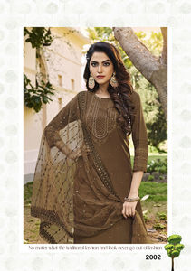 Colección de tres piezas de viscosa elegante con Secuencia de bordado pesado trabajo Kurti pantalón con proveedor Dupatta de Surat - Product Image 4