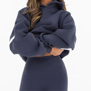 Hot Selling Hoodie Heavy Weight Custom Logo 400gsm 52% Cotton 48% Polyester Solid Color Blank Oversized Plus Size ladies Hoodies - Product Image 4