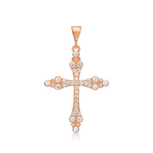 Vente en gros de pendentif à breloque en argent sterling 925 avec croix CZ Religieux Bijoux fins Bijoux artisanaux en gros - Product Image 2