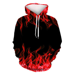 Ensemble Cadeau Homme 3D Réaliste Imprimé Flamme Pullover Sweatshirts Pull à Capuche Sweat Hip Hop Youth Hoody - Product Image 3