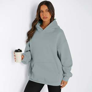 Hiver Loose Casual Women's Hoodies Ladies Simple Fashion Tops Breathable Pullover Drop-Shoulder Knitted Hoodies For Woman - Product Image 4