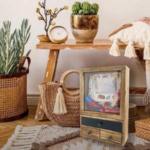 Shadow <b>Box</b> Frame, 3 <b>Removable</b> Drawer Wood Shadow <b>Box</b> Display Case Line Back and Drawer, for Display Pictures - Product Image 5