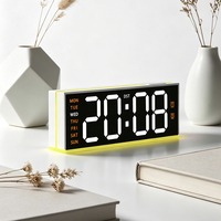Réveil numérique LED Huayang 7702 avec lumière ambiante RVB, chargement USB, double alarme, date, semaine, horloge de bureau à intensité réglable