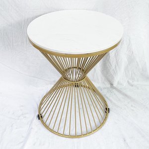 LUXI Contemporary Living Room Furniture Durable Gold-Bronze Frame Side <b>Table</b> Stone Top Decorative <b>Table</b> for <b>Sofa</b> Entry SST022 - Product Image 2