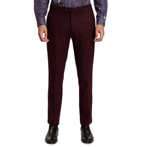 Pantaloni da Uomo Slim Fit Paisley & Grey Rossi X-Large Casual in Cotone con Pieghe Frontali e Logo in Vita Taglia Grande Vestibilità Comoda - Product Image 1