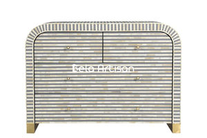 Nouvelle Arrivée Commode Buffet Blanche à 4 Tiroirs avec Incrustations Florales en Nacre, Table de Chevet en Nacre - Product Image 4