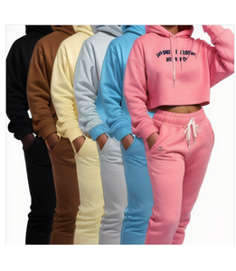 ) Ropa de salón personalizada, ropa de calle, mono, chándales, chaleco de toalla de felpa rosa, Sudadera corta, pantalones de chándal, 4 Conjuntos de dos piezas - Product Image 3