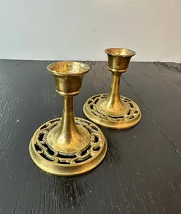 Luxury Gold Plated <b>Brass</b> Candle Stand Wedding Table Decor and Christmas Home Pillar Holder Fancy <b>Candlestick</b> Holder - Product Image 1