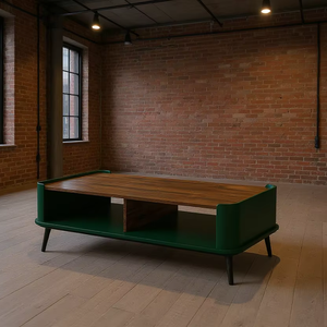 Mesa de centro de color verde oliva de diseño moderno de madera maciza 100% para apartamentos y muebles de interior - Product Image 1