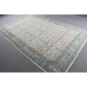 Alfombra Turca Vintage, Alfombra de 6.4x10.1 pies, Alfombra con Bordes Azul Verde - Product Image 2