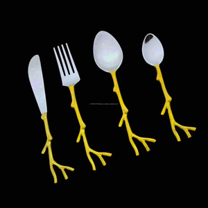 Mayorista Cubiertos de acero inoxidable Diseñador creativo Hecho a mano Alta calidad Utensilios de cocina Cubiertos de lujo Acabado con espejo - Product Image 4