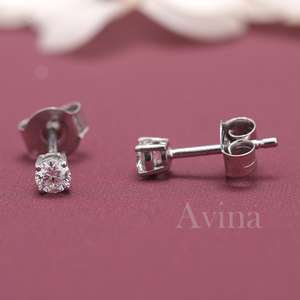 Boucles d'oreilles solitaires rondes en diamant cultivé certifié IGI, or 18 carats, minimalistes, petites boucles d'oreilles en diamant - Product Image 4