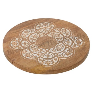 Durable Elegant <b>Wooden</b> Hand Carved <b>Cake</b> <b>Stand</b> with Rotating Function Wholesale Supply for Home Bakery Kitchen Serving - Product Image 1