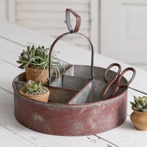 Maceta de mesa galvanizada Diseño de doble forma Antiguo rústico con agarre de mano Maceta colgante - Product Image 4